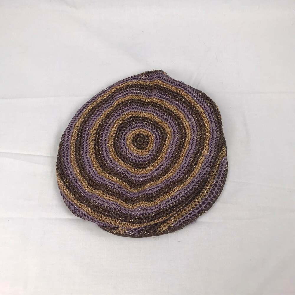 vintage August hat brown purple‎ gold